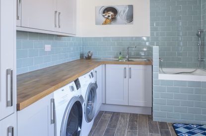 The utility room at Beesands Vista, Devon