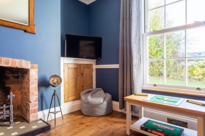 The living room at Millook View Farmhouse, Cornwall