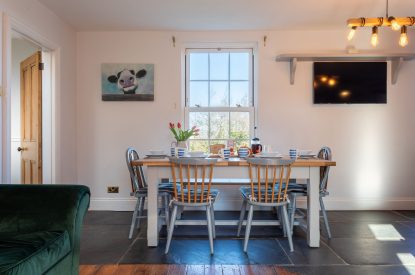 The dining table at Millook View Farmhouse, Cornwall