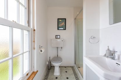 An esuite bathroom at Millook View Farmhouse, Cornwall