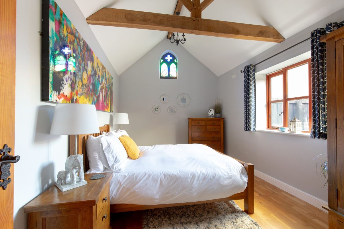 A double bedroom at Woodbury Cottage, Devon