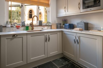The kitchen at Rosefinch Cottage, Devon