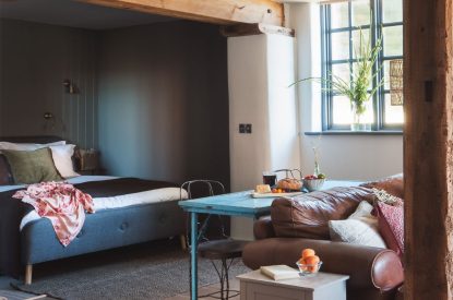 The bedroom at Redbrick Studio, Devon