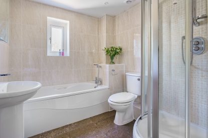 A bathroom at 1 Afon y Felin, Llyn Peninsula