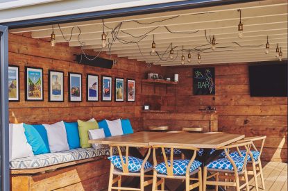 The outdoor dining area at Beach Manor, West Sussex