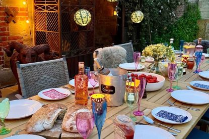 The dining table at Flax Manor, Somerset