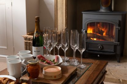 The log burner at Flax Manor, Somerset