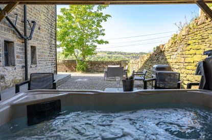 The hot tub at Meadow Barn, Yorkshire