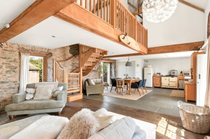 The open-plan living space at Chapel Cottage, Pembrokeshire