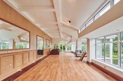 A communal event space on the estate grounds at Flock Cottage, Welsh Borders