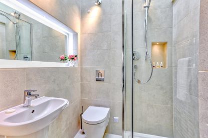 A bathroom at Buckfast Cottage, Devon