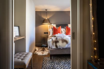 A king-size bedroom at Southside Townhouse, Cheshire