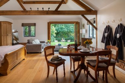 A double bedroom suite at Hedge Farmhouse, Buckinghamshire