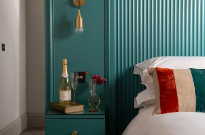 The double bedroom at Blacksmith's Cottage, Cheshire