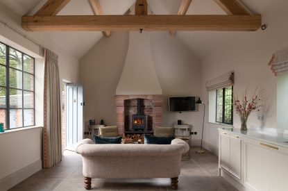 The lounge kitchen area at Blacksmith's Cottage, Cheshire