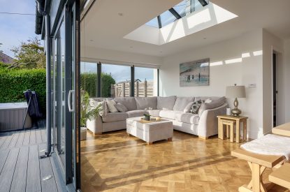 A seating area at Groeslon, Anglesey