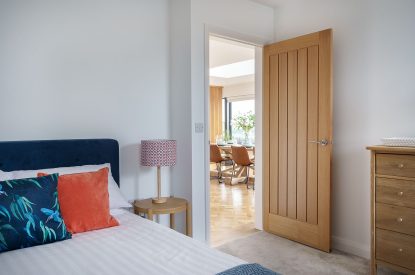 A double bedroom at Groeslon, Anglesey