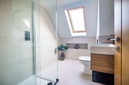 A showner room at Groeslon, Anglesey