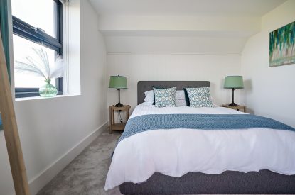 A double bedroom at Groeslon, Anglesey