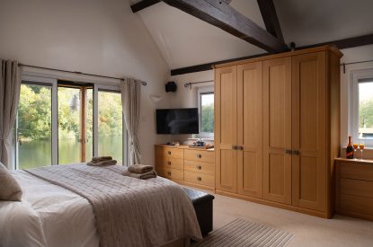 A double bedroom at Lake House, Powys