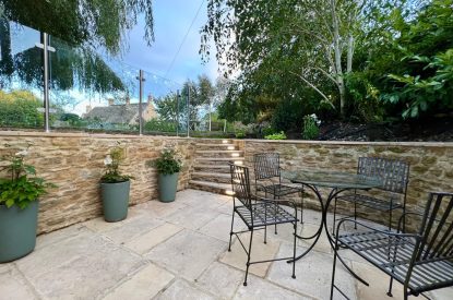 The terrace at Willow Cottage, Cotswolds