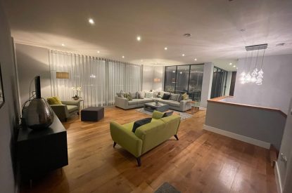 The living room at The Moorings, Cornwall