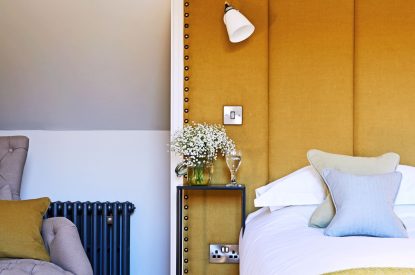 A king size bedroom at The Pheasant, Ledbury