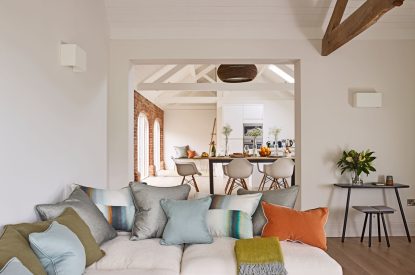 A living room at Turtle Dove Retreat, Herefordshire