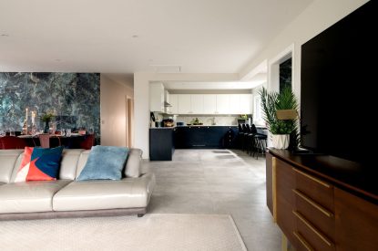 Open plan living room at Sunset Cottage, Kent