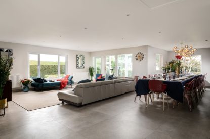 Open plan living area at Sunset Retreat, Kent