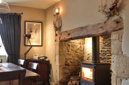 The log burner at Fox Cottage, Cotswolds
