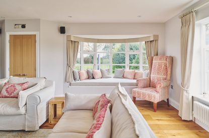 The living room at Sandy Hill Farm, Staffordshire