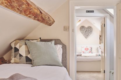 A twin bedroom at Sandy Hill Farm, Staffordshire