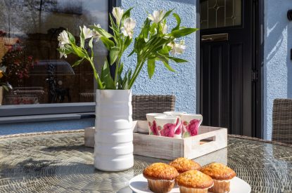 Outdoor dining at Copper Beech Cottage, Dulverton