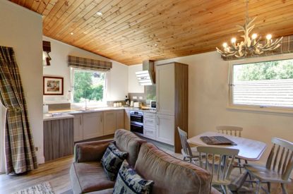 The living area at The Hunter's Lodge, Loch Lomond