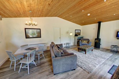 The living area at The Hunter's Lodge, Loch Lomond