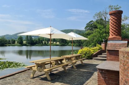 Outdoor space at The Vineyard Lake House, Malvern Hills