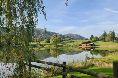 The private lake at The Vineyard Lake House, Malvern Hills