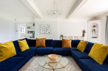 A living room at The Vineyard Lake House, Malvern Hills