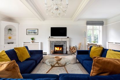 A living room at The Vineyard Lake House, Malvern Hills