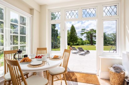 The sunroom at The Vineyard Lake House, Malvern Hills