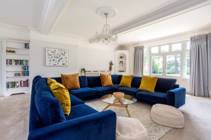 A living room at The Vineyard Lake House, Malvern Hills