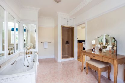 A bathroom at The Vineyard Lake House, Malvern Hills