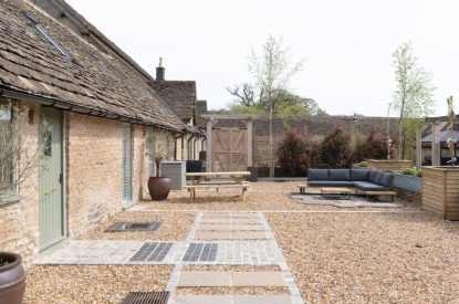 The outdoor space at The Foaling Box at Lanhill, Wiltshire