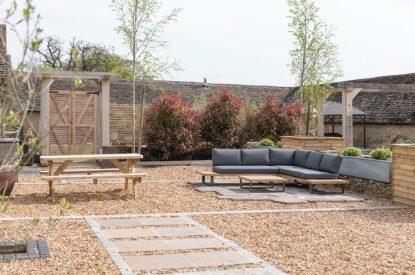 The outdoor space at The Foaling Box at Lanhill, Wiltshire