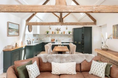 Open plan living space at The Foaling Box at Lanhill, Wiltshire