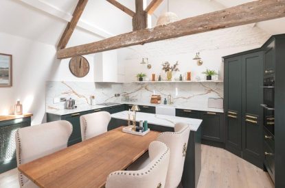 The kitchen diner at The Foaling Box at Lanhill, Wiltshire