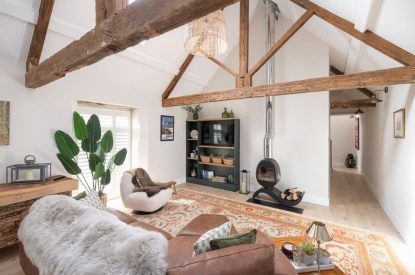 The living room at The Foaling Box at Lanhill, Wiltshire