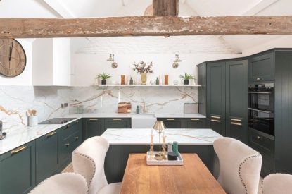 The kitchen diner at The Foaling Box at Lanhill, Wiltshire