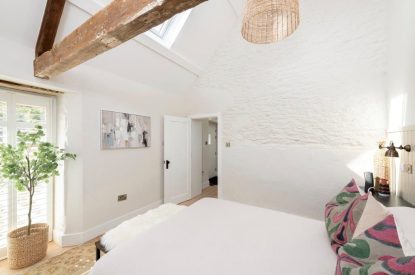 A king size bedroom at The Foaling Box at Lanhill, Wiltshire